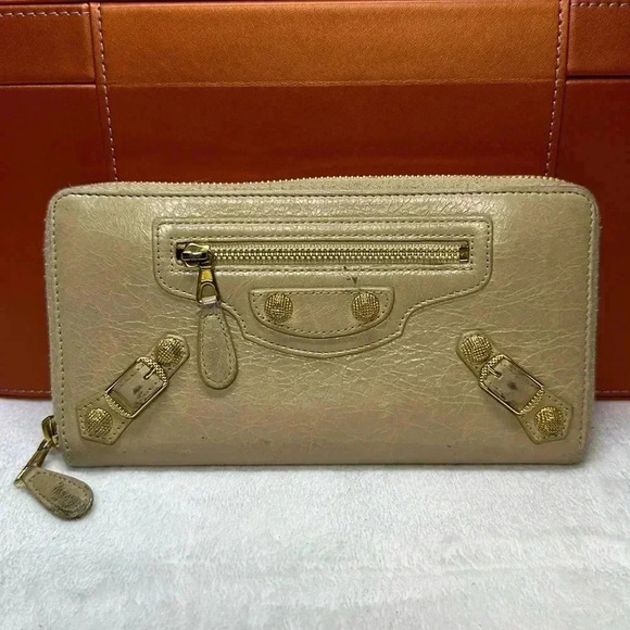 Balenciaga Beige & Gold wallet